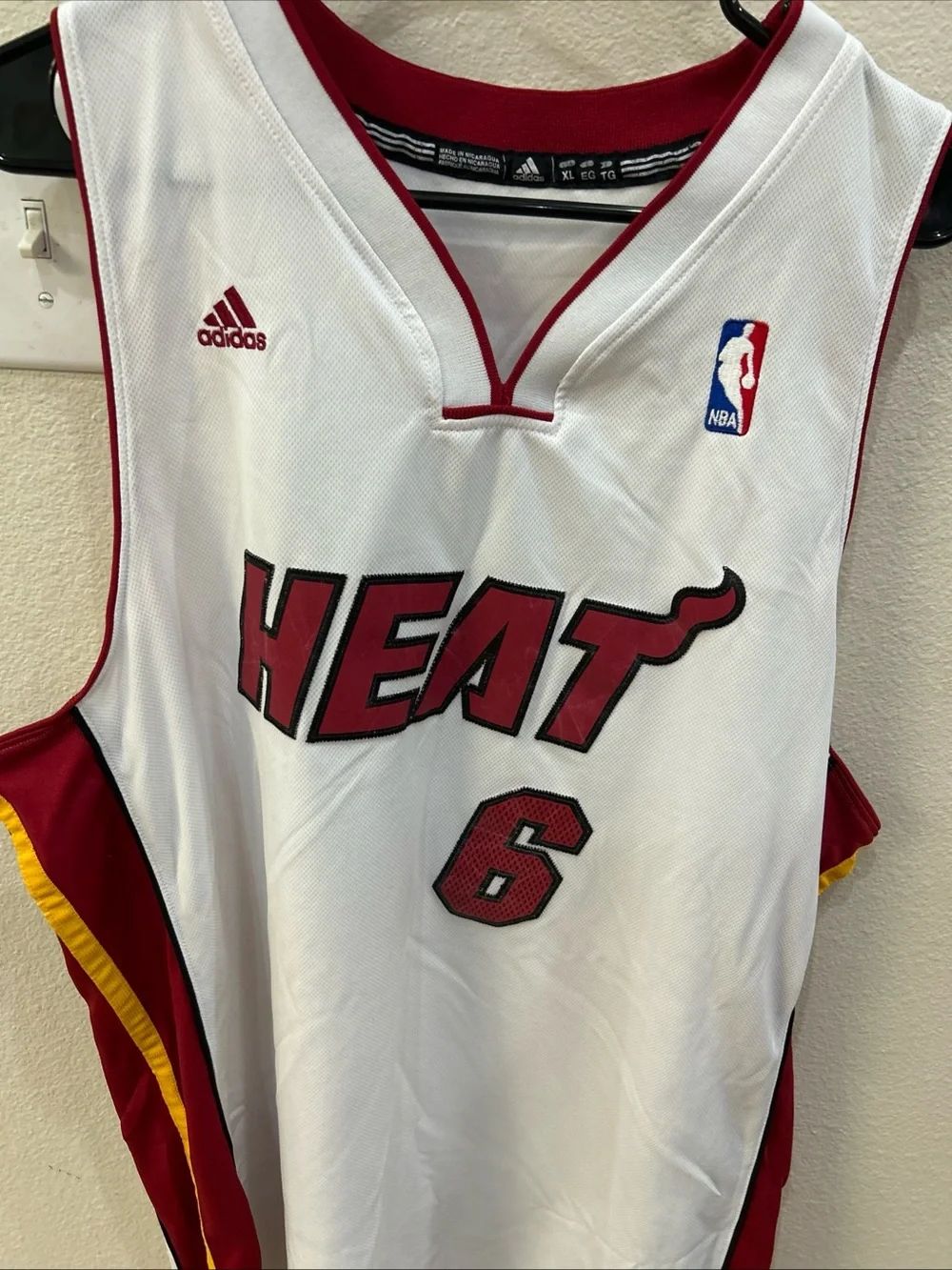 LeBron James adidas White/Red Miami Heat #6 Basketball Jersey